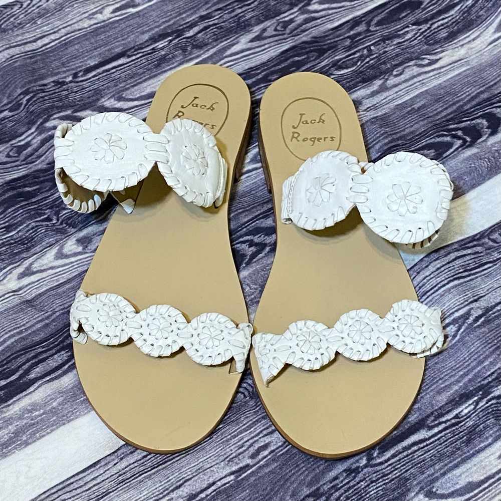 Jack Rogers Lauren Double-Strap White Sandal Women’s Size 6.5
